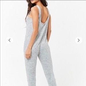 Forever 21 Fuzzy Gray Sleep Jumpsuit Size Large Brand New